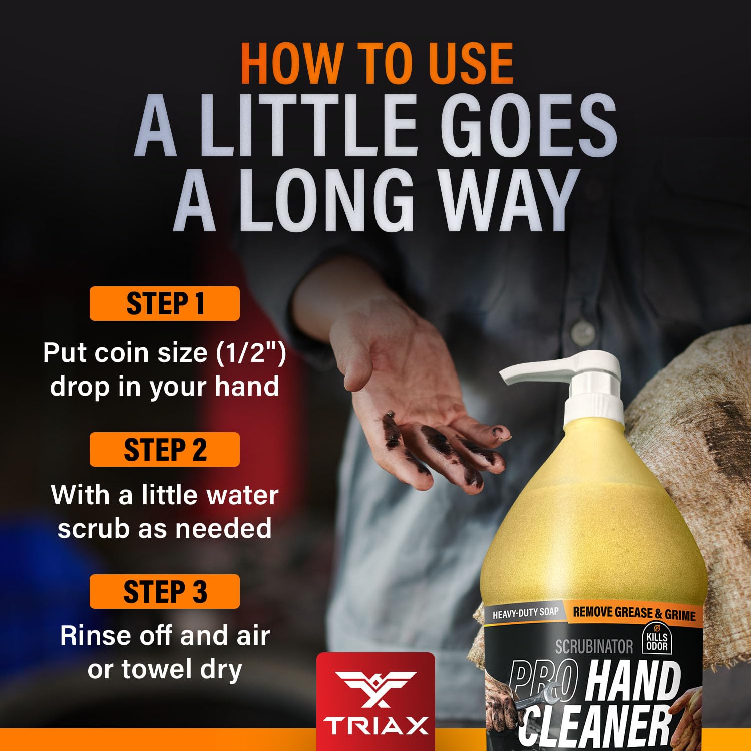 TRIAX Scrubinator - Nettoyant pour les Mains Ultra Résistant - Élimine la Graisse, la Saleté, les Taches et les Odeurs Tenaces - Sans Solvants Toxiques ni Produits Chimiques Aggressifs