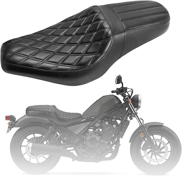 One-Piece Seat for Honda Rebel 300/500, Driver & Passenger Seat with Black Diamond + Vertical for CMX 300 500 2017-later