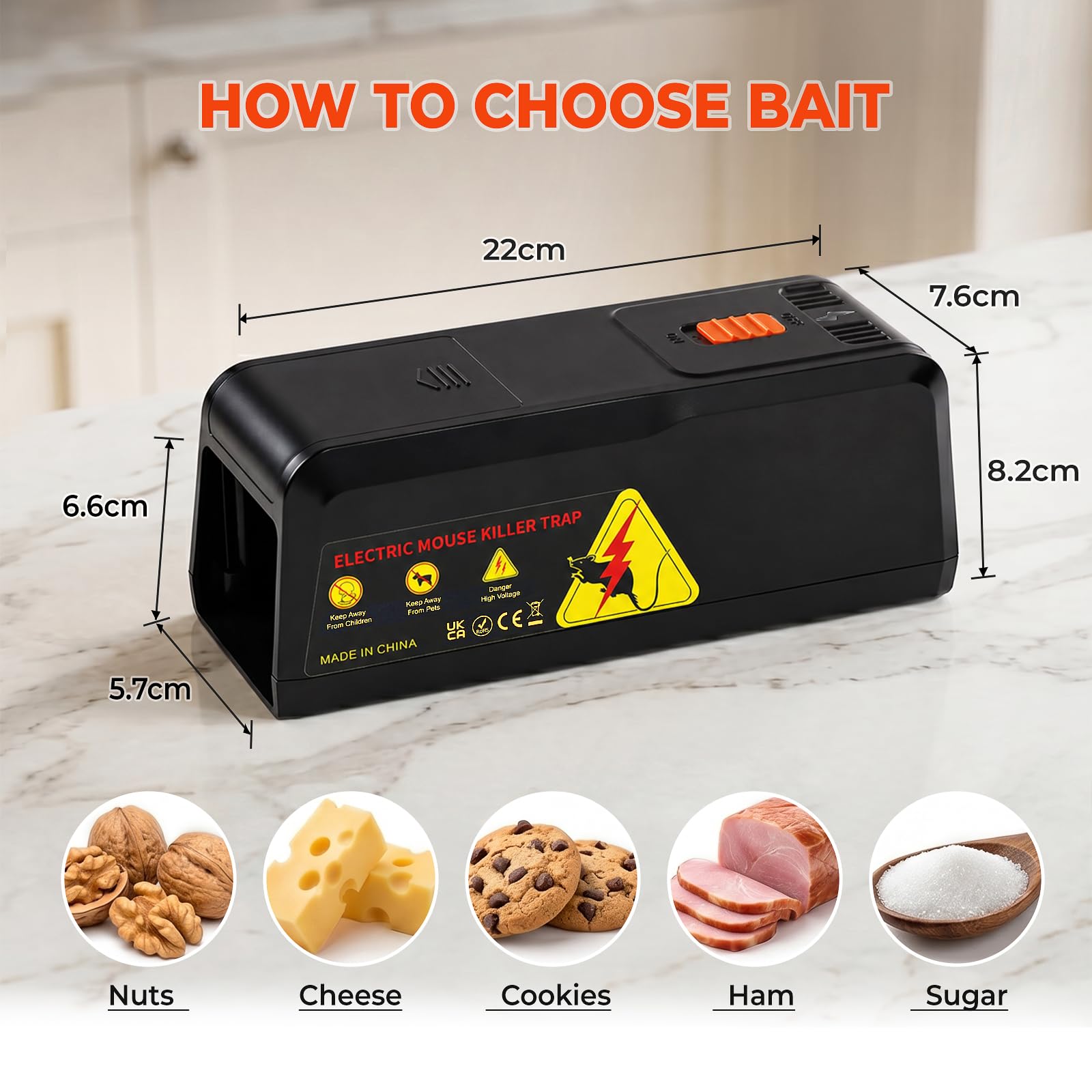 ilikable Trappola Elettrica per Topi 2800V Alta Tensione per Cucina Garage | Potente per Uccidere i Topi All'istante, Trappole Elettriche per Topi e Ratti Senza Toccare, Pile/USB per Cantina Magazzino