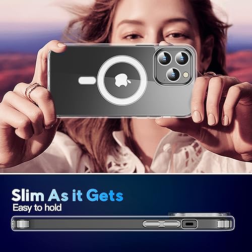 Miniatura 7 de MOZOTER Funda magnética para iPhone 14 Pro Max, compatible con MagSafe, antiamarilleo, protector de pantalla de vidrio y protector de lente de