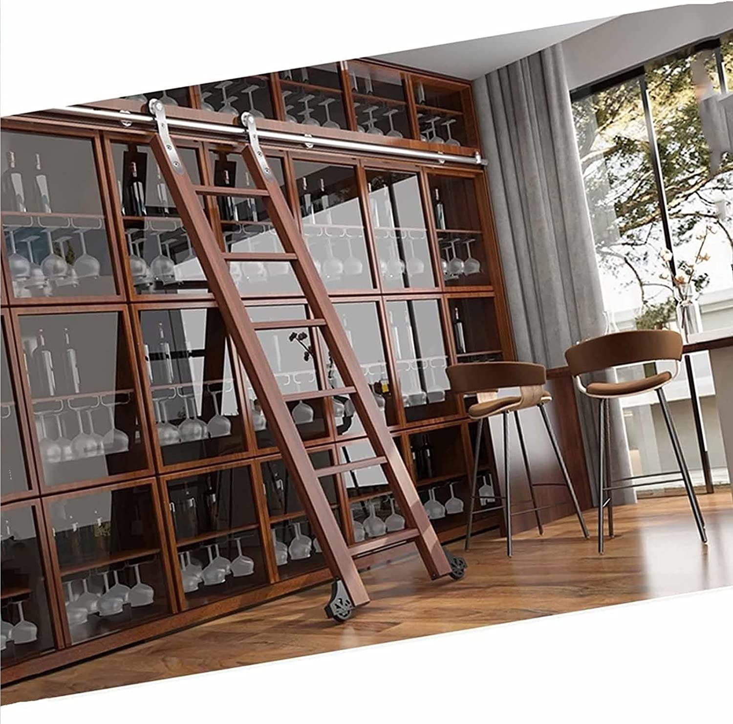 Kit quincaillerie échelle coulissante bibliothèque avec rails de suspension fluides