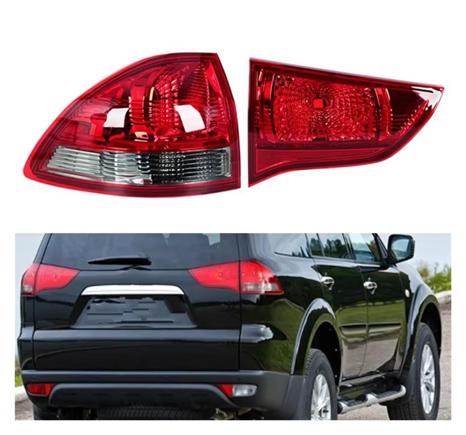Coche Pilotos Traseros para Montero para Sport para Mitsubishi para Pajero Parachoques Trasero Coche Luz Trasera Freno Estacionamiento Advertencia Sin Bombilla(Exterior Izquierdo)