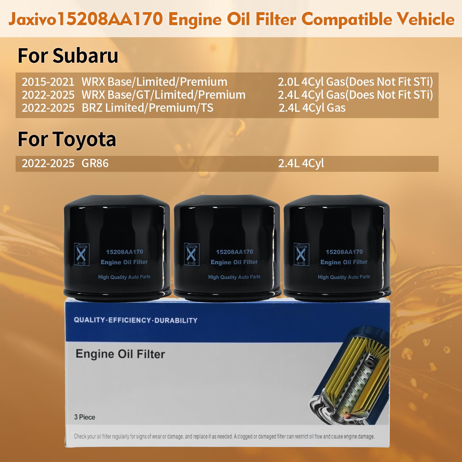 Amazon | Jaxivo エンジンオイルフィルター 15208AA170 SUBARU 15-21