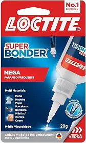 Loctite Super Bonder Mega, Adesivo instantâneo para reparos, Cola transparente para materiais diversos com acabamento profissional, 1x20g