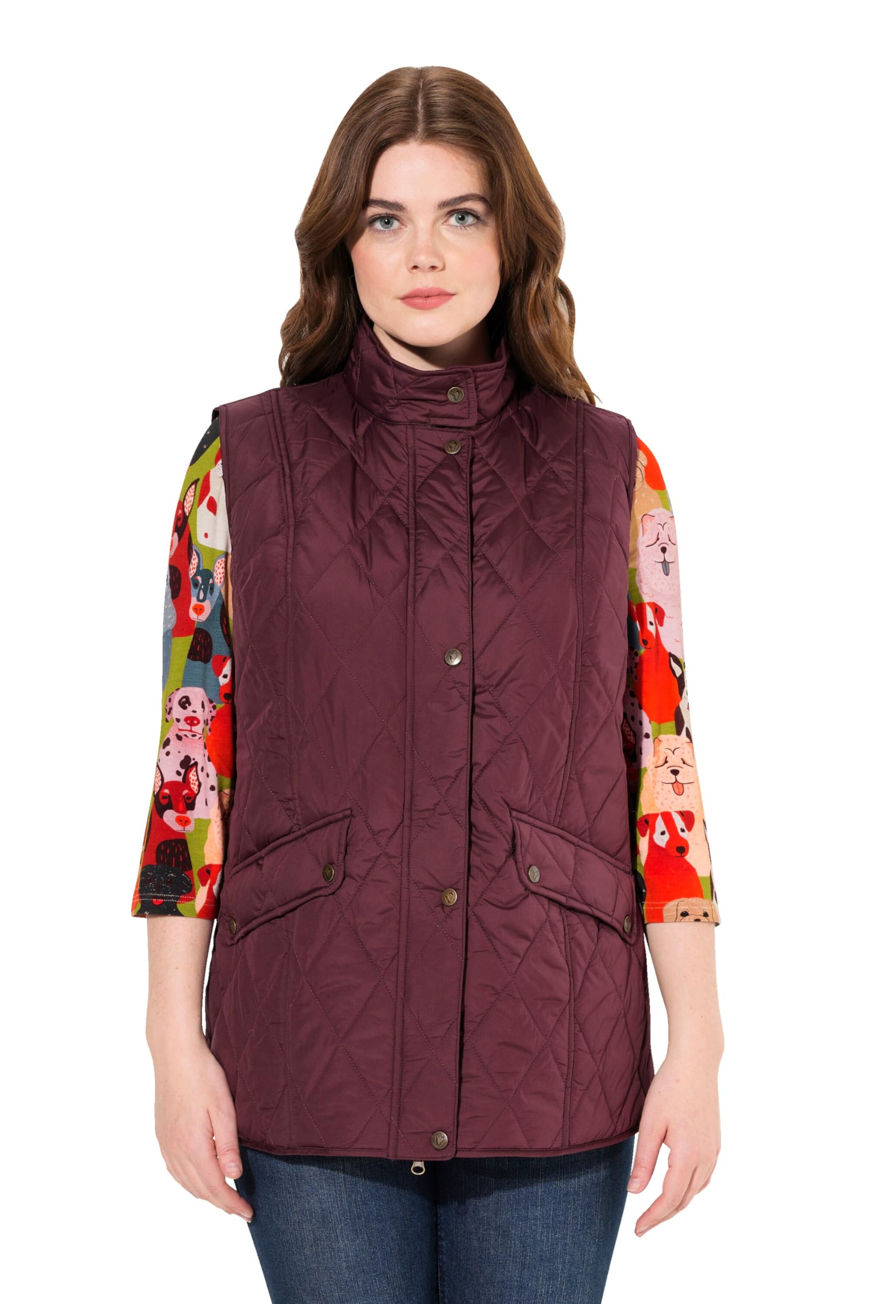 Ulla Popken Damen Steppweste, Wasserabweisend, Fasanen-futter, Ärmellos Weste