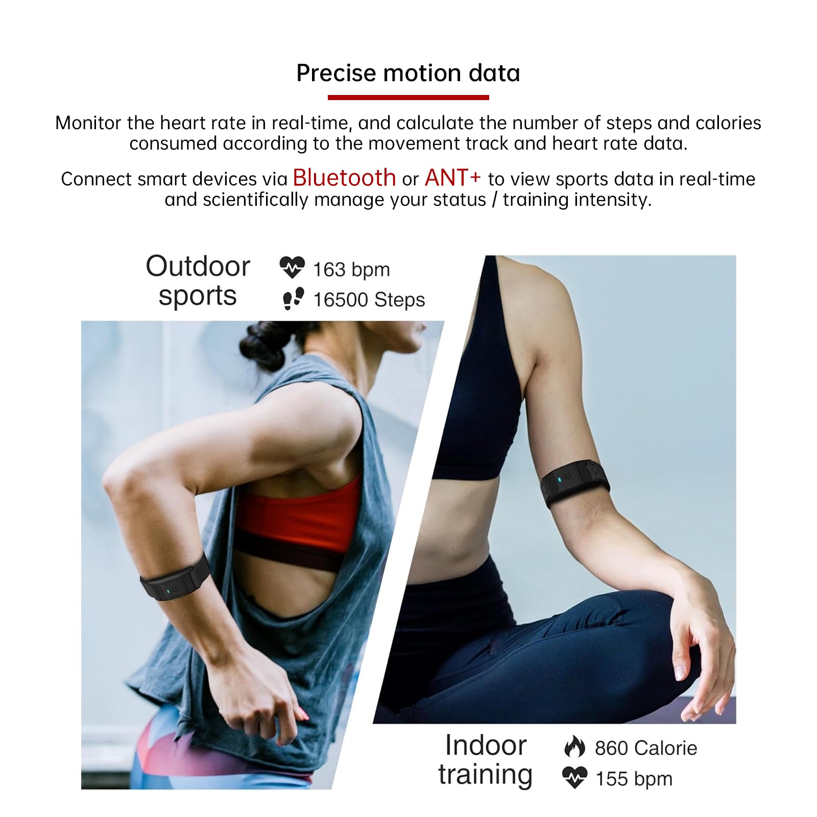 Brassard de Moniteur de fréquence Cardiaque HRM CHILEAF Capteur de fréquence Cardiaque Capteur HR IP67 Ant+ Bluetooth 60H Longue durée de Vie de la Batterie Compatible avec Polar Beat, Wahoo Fitness