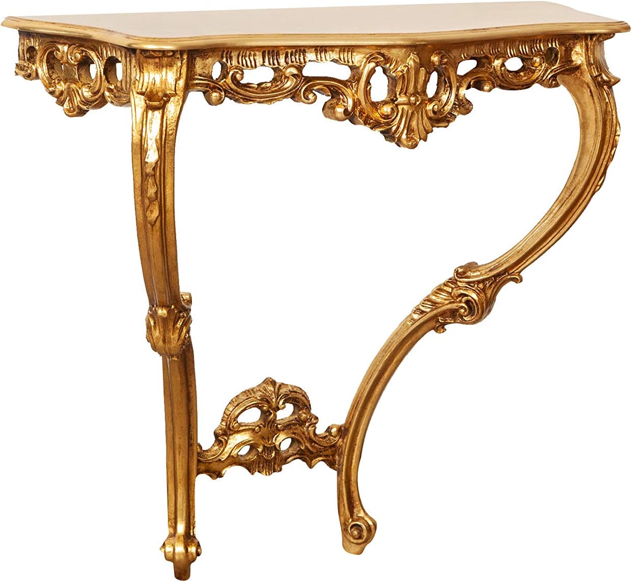 Biscottini Consolle Ingresso Stile Barocco Oro Anticato - Made In Italy, 90x33x87 Cm, Tavolino Da Appoggio Versatile