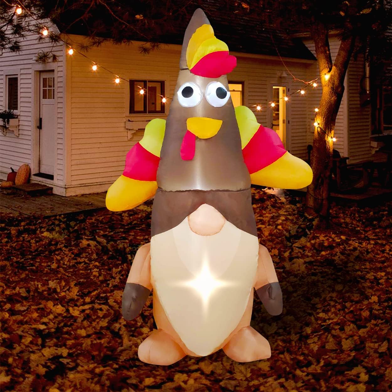 BLOWOUT FUN 5ft Thanksgiving Inflatable Cute Gnome