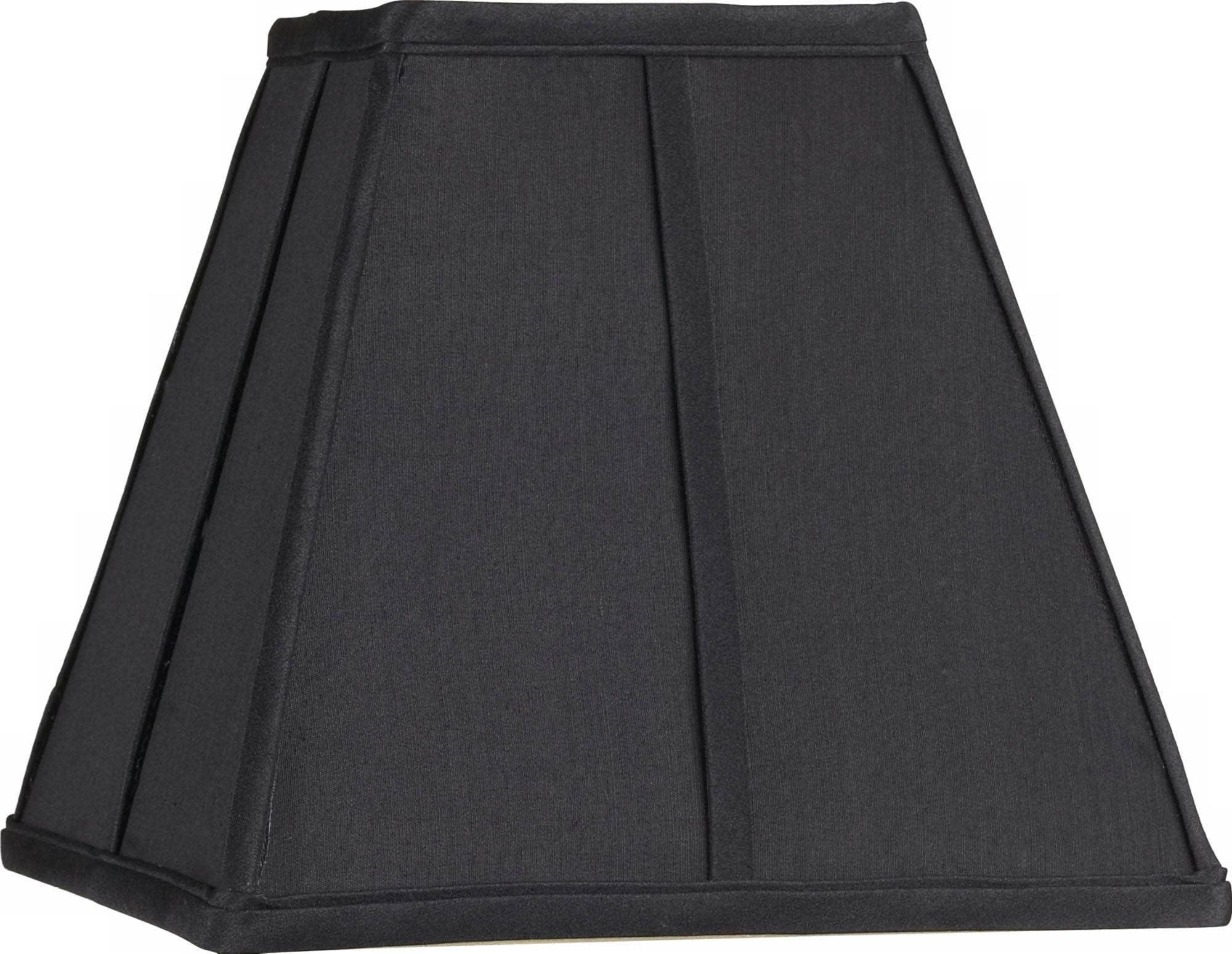Black Medium Square Lamp Shade 5.25" Top x 10" Bottom x 9.5" High (Spider) Replacement with Harp and Finial - Springcrest