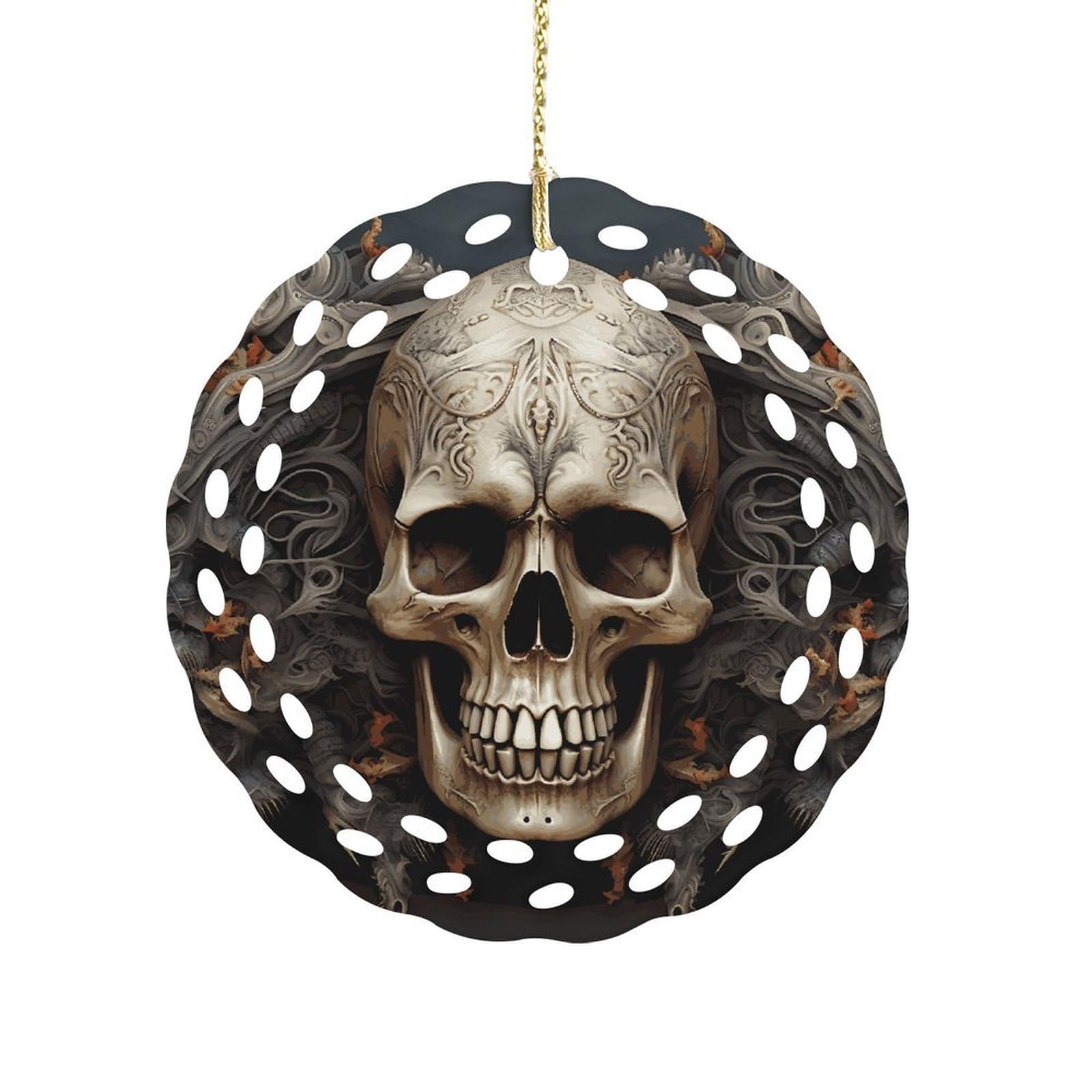 Skulls Christmas Ornament Holiday Hanging Decoration Xmas Tree Keepsake Personalized Xmas Tree Ornament Round Ceramic Ornaments for Keepsake Gifts Ideas Home Decor