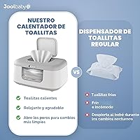 Vista 5 de Jool Baby TinyBums - Calentador y dispensador de toallitas para bebés con luz LED cambiante e interruptor de encendido/apagado (gris)