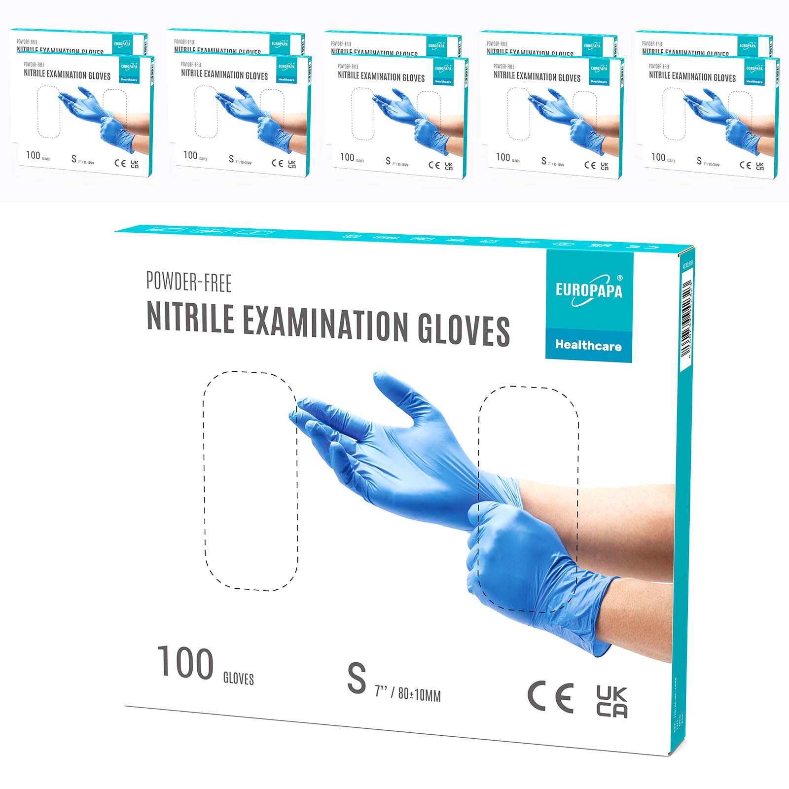 EUROPAPA® 1000x Nitrilhandschuhe Einweghandschuhe puderfrei Untersuchungshandschuhe EN455 EN374 latexfrei Einmalhandschuhe Handschuhe in Gr. S, M, L & XL verfügbar (Ocean Blau, S)