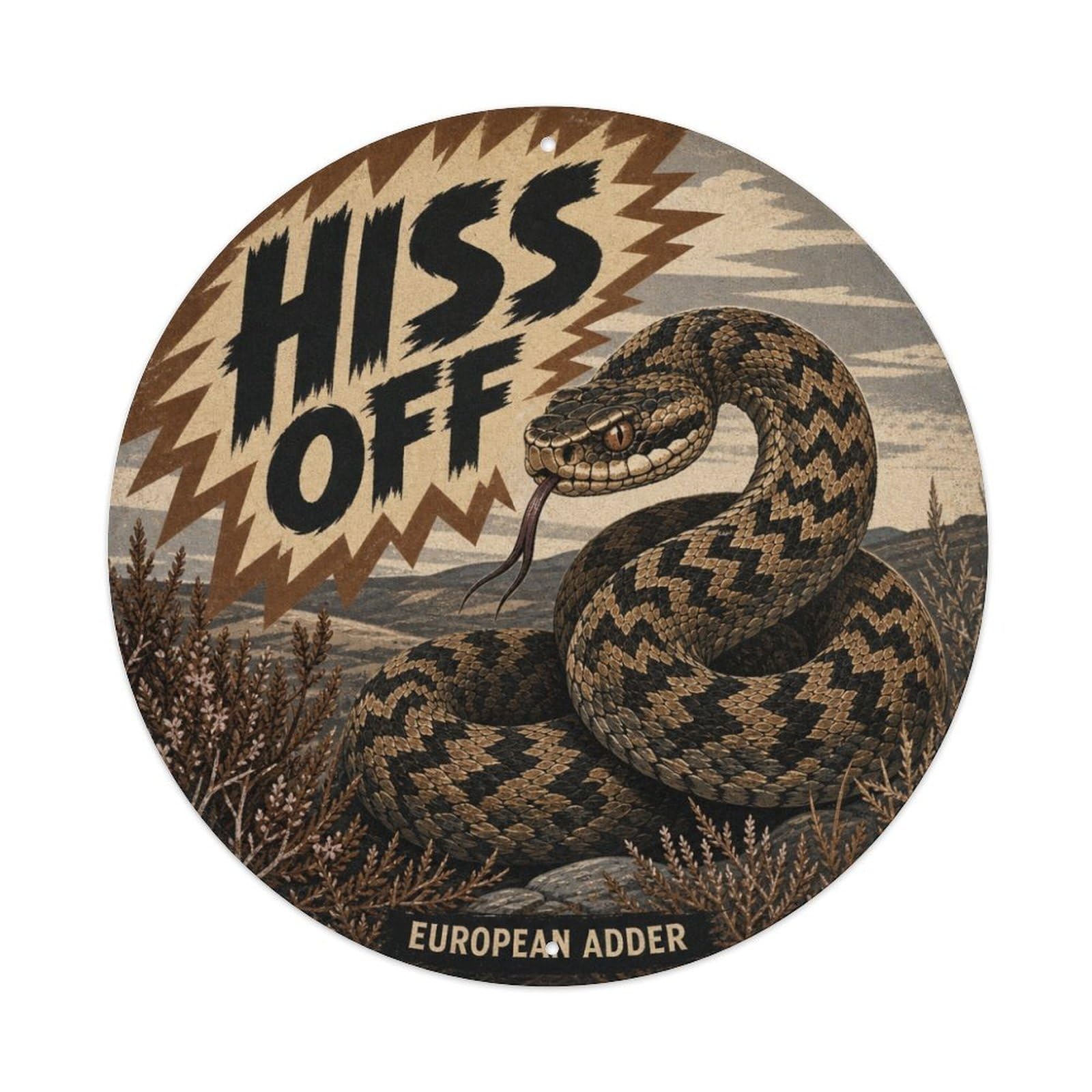 Rustic Adder Snake Reptile Hiss Humor Vintage Aged Metal Tin Sign