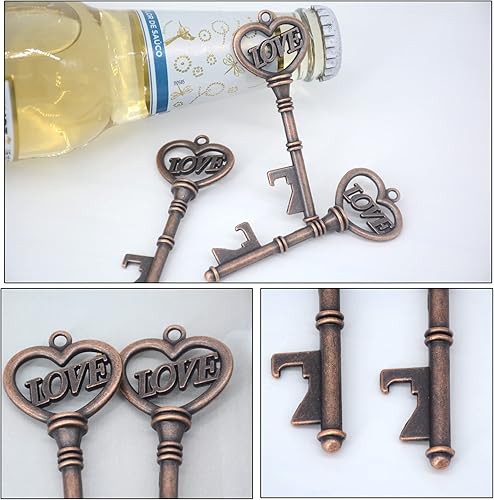 Miniatura 4 de Makhry Abridor de botellas de esqueleto para llaves, recuerdos de boda, 100 unidades, juego de regalo de recuerdo para invitados, con cunas de