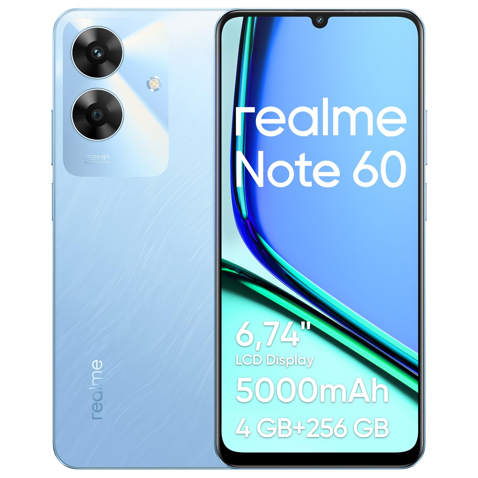 realme Note 60 本体 青色　RAM3GB-64GB realme Note 60 Android Smartphone, 4G Dual SIM Mobile Phone, 6.74