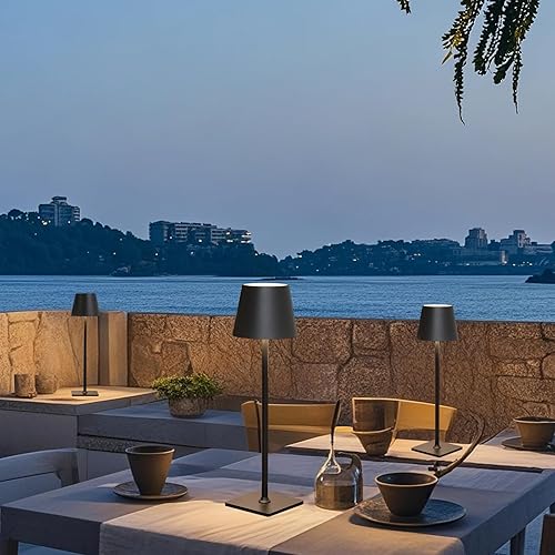 Miniatura 7 de Paquete de 2 lámparas de mesa LED recargables inalámbricas con atenuador, lámpara de escritorio portátil negra, lámpara de noche pequeña, lámpara de