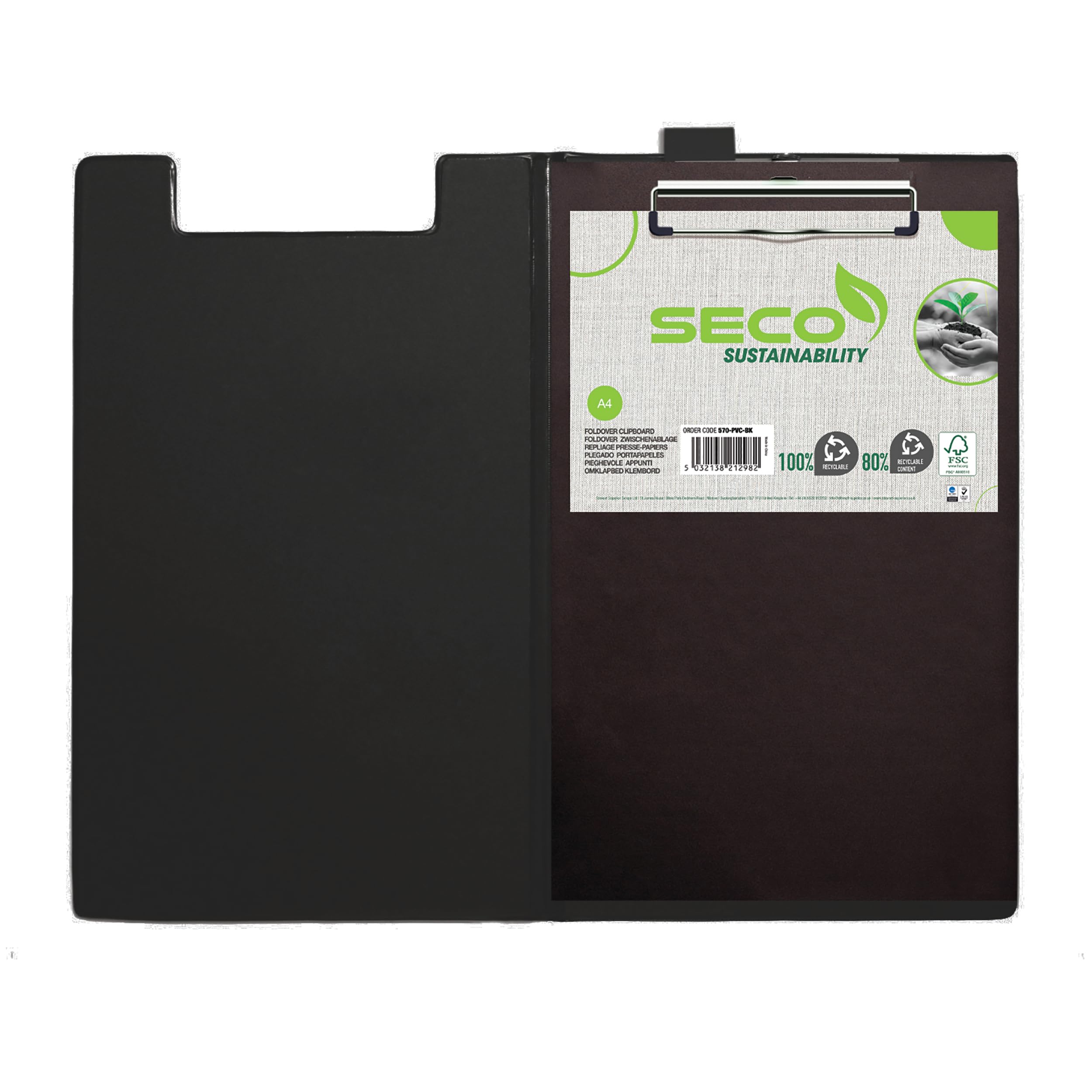 Seco Foldover Clipboard A4+ - Black