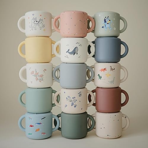 Miniatura 36 de mushie x Bluey Silicone Snack Cup | Contenedor de comida a prueba de derrames para niños pequeños y bebés (marfil azulado) Azul marfil,Bluey