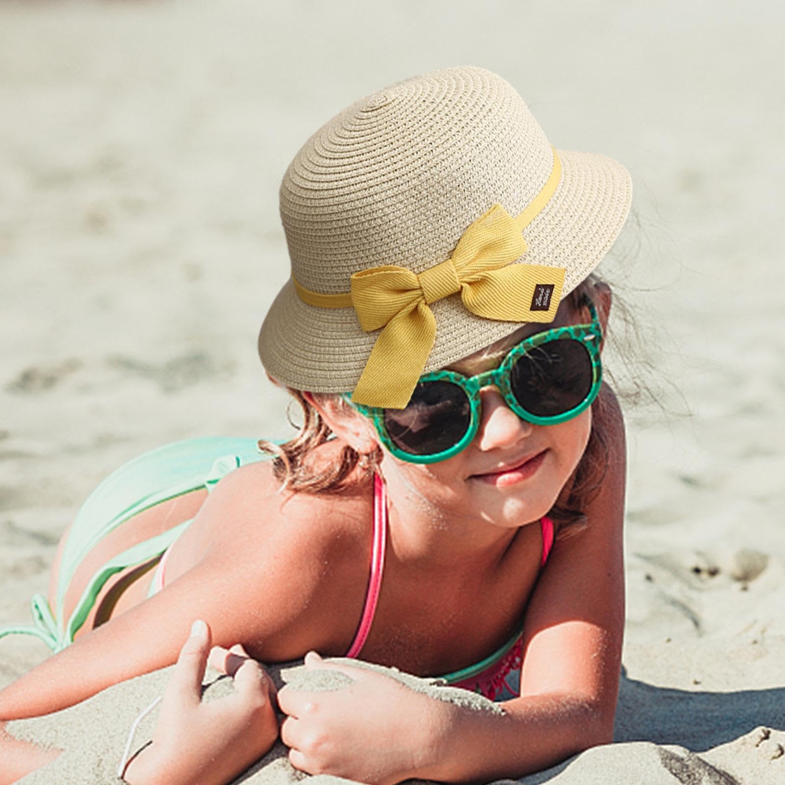 Chapeau De Paille Fille + Sac Mini – Protection Solaire Été, Bande Élastique, 3-10 Ans, Style Soleil Mignon