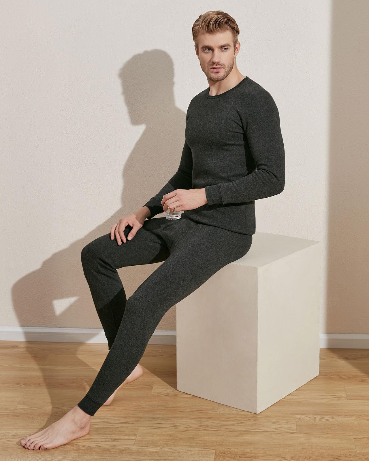 LAPASA Ensemble de sous-Vêtements Thermiques Homme Chaleur Extrême avec Doublure Veloutée Ultra Épaisse Haut Maillot de Corps Pantalon Bas Hiver M63