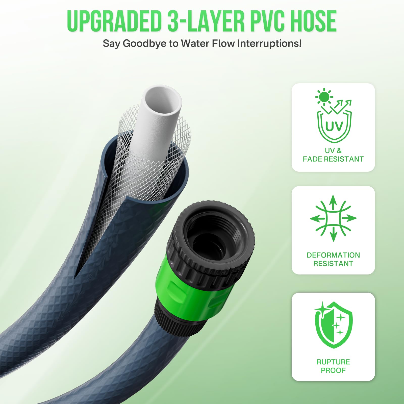 Retractable Garden Hose Reel, 1/2'' x 30m+2m Wall Mounted Hose Reel with 180° Swivel Bracket,10-Pattern Nozzle, Automatic Slow Return System, Any Length Lock, Hosepipes for Garden, Cleaning - 5