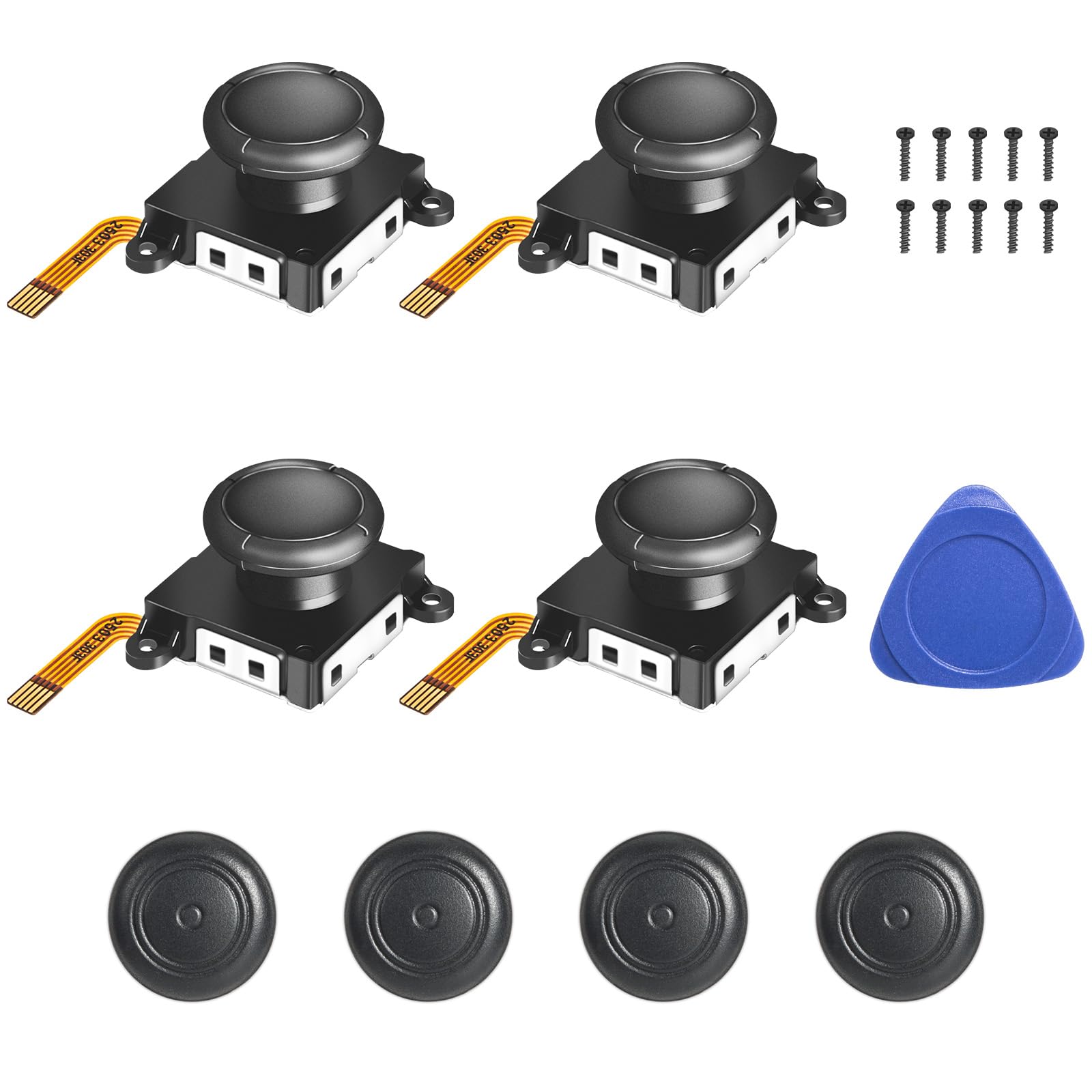 BGYTWEYTD Joycon Joystick Replacement 4 Pack for Nintendo Switch | Switch Joystick Replacement, Compatible with Switch, OLED & Lite (NOT FOR SWITCH 2), Includes Thumb Grips, Screws & Spudger