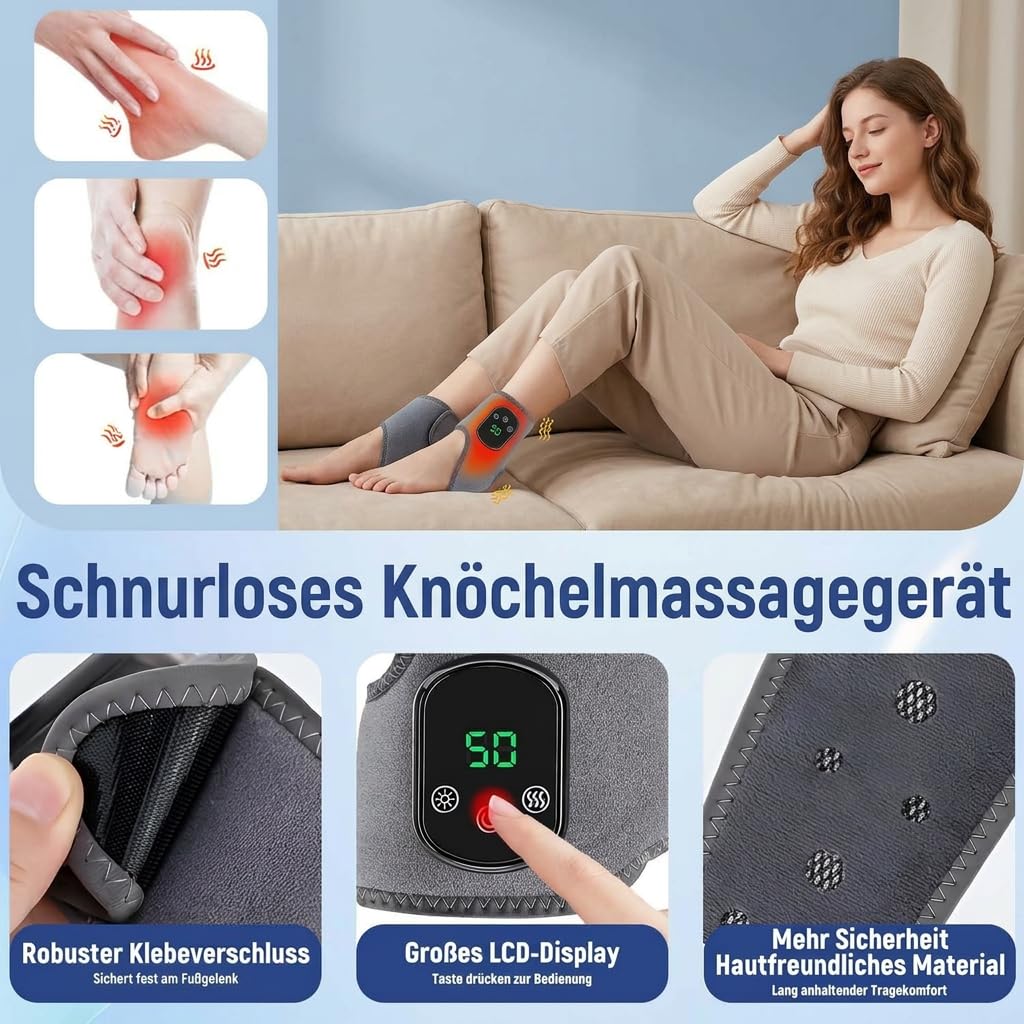 Fussmassagegerät Elektrisch Testsieger,Neuropathie Fussmassage,3-in-1 Fußmassager Kabellos mit 3 Vibrationsmodi und 5 Wärmestufen für Neuropathie Fussmassage (2 Stück)