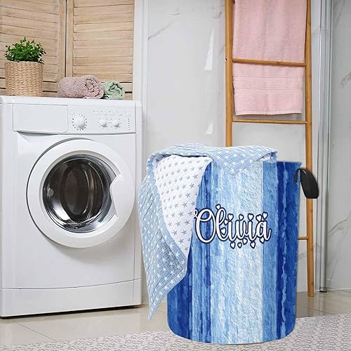 Miniatura 3 de Cesta organizadora redonda personalizada para niños con nombre, cesta de lavandería de gran tamaño para dormitorio, baño, habitación de los niños