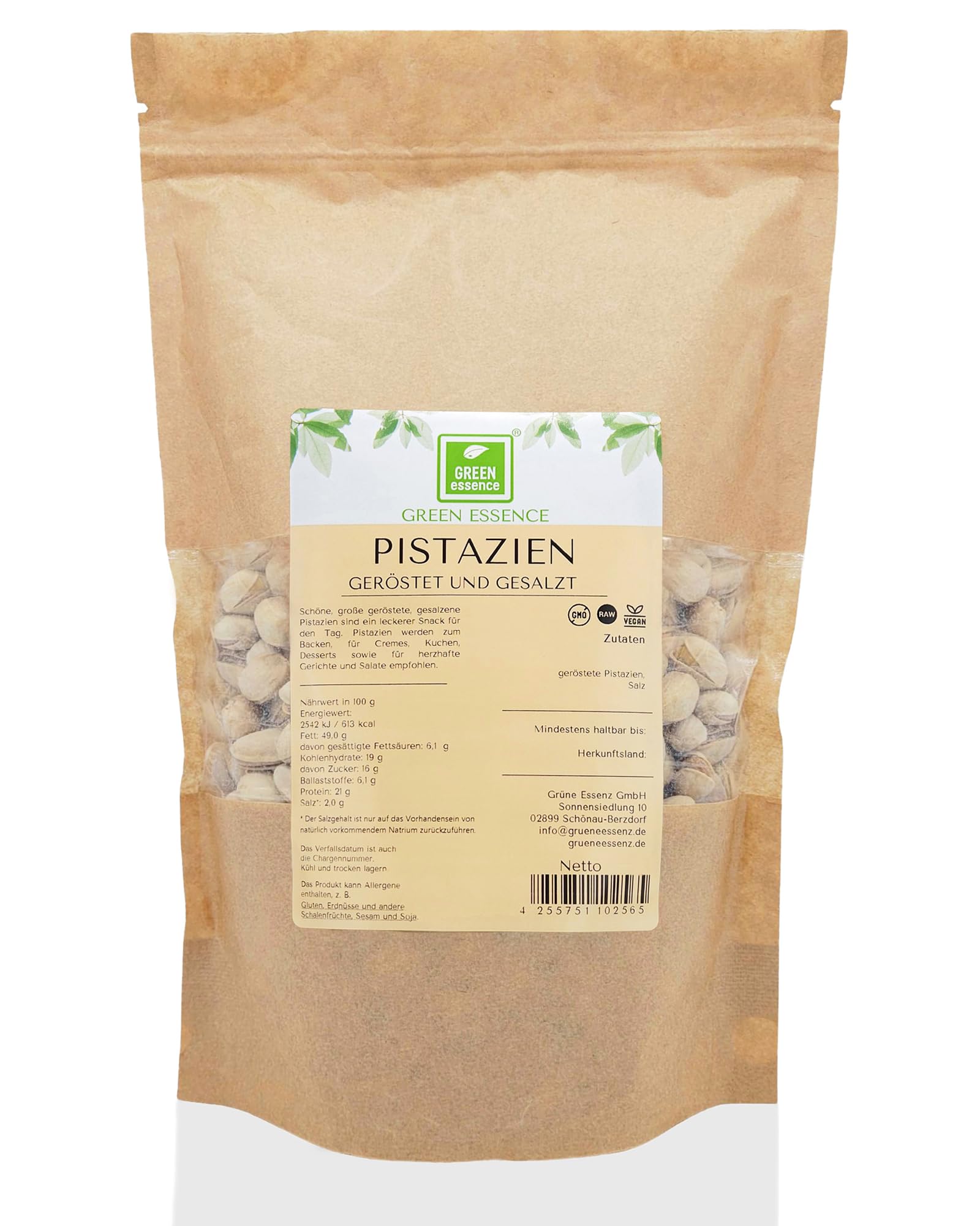 Pistazien 2,5kg geröstet gesalzen + Schale Pistazienkerne von Green Essence | Pistazien Kerne, knusprig salzig Snack, aromatische Nüsse zum Backen Kochen, Premium Qualität Pistachio mit Schalen, 5x 500g