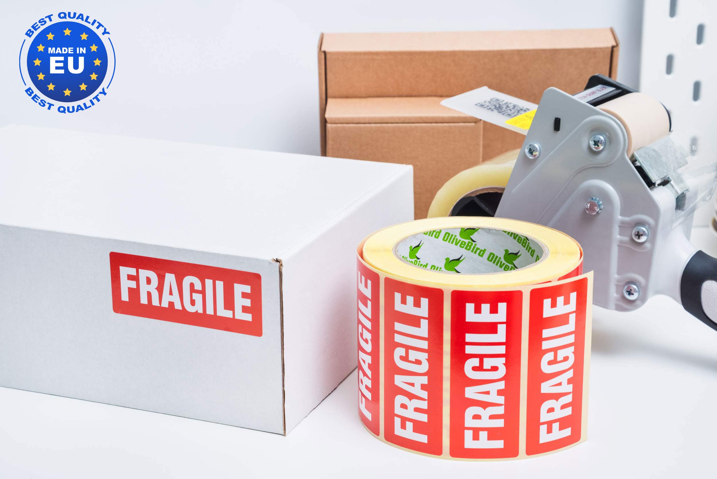 1000 x Fragile Autocollants 90 x 35 mm Rouleau Avec Texte Sur étiquette Fragile (Lot de 2)