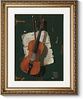 ARPEOTCY Gold Framed Music Wall Art, Music Room Bedroom The Old Violin Pictures Wall Decor, Farmhouse Retro Decor, Canvas Prints, Antique Picture Frame Vintage Classical Paintings,13x16 Inch