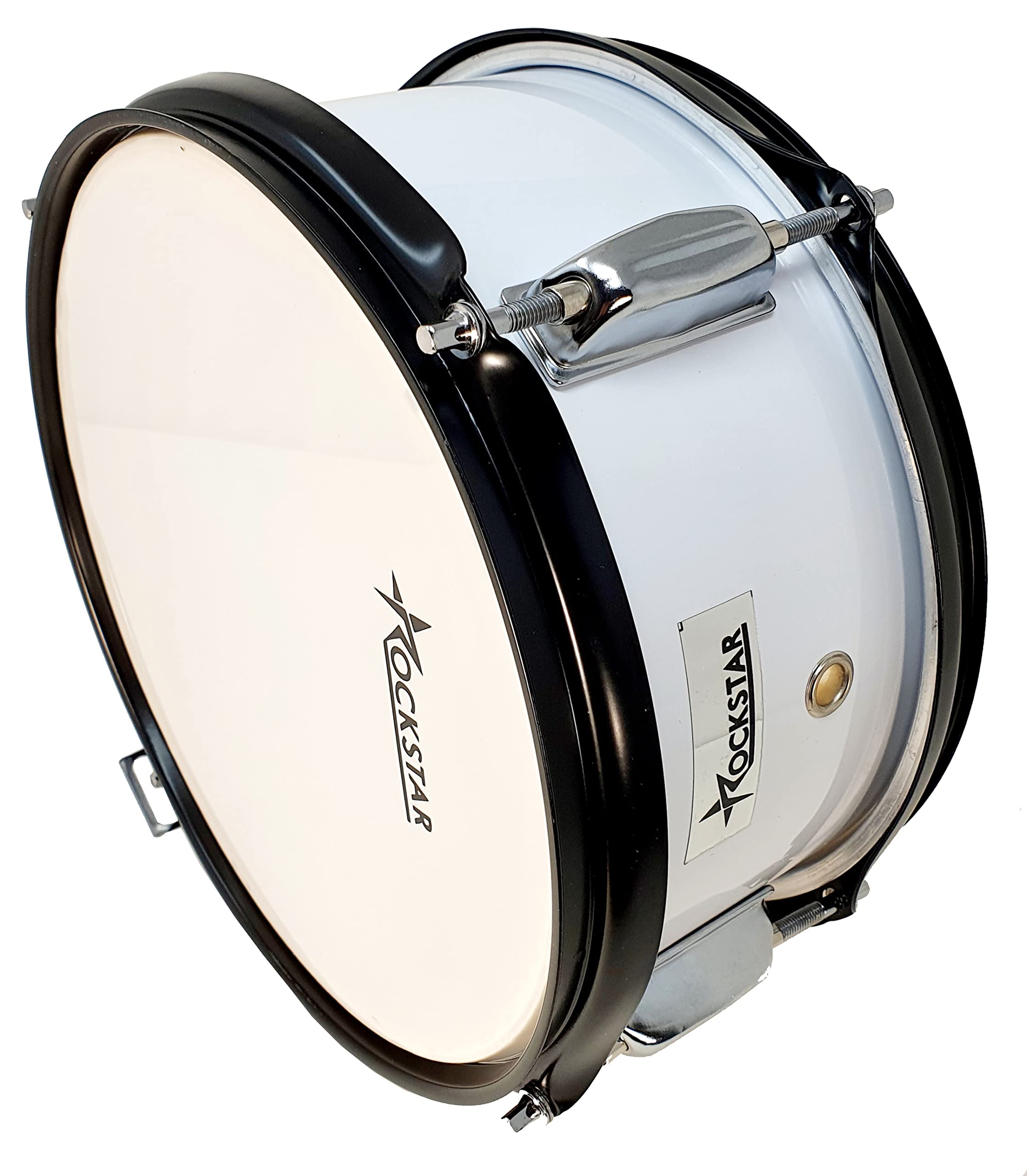 ROCKSTAR - Tambor Caja de Madera Afinable para jóvenes músicos Jinbao L1005WH incluye Correa y Baquetas, Instrumento Musical para Banda Infantil
