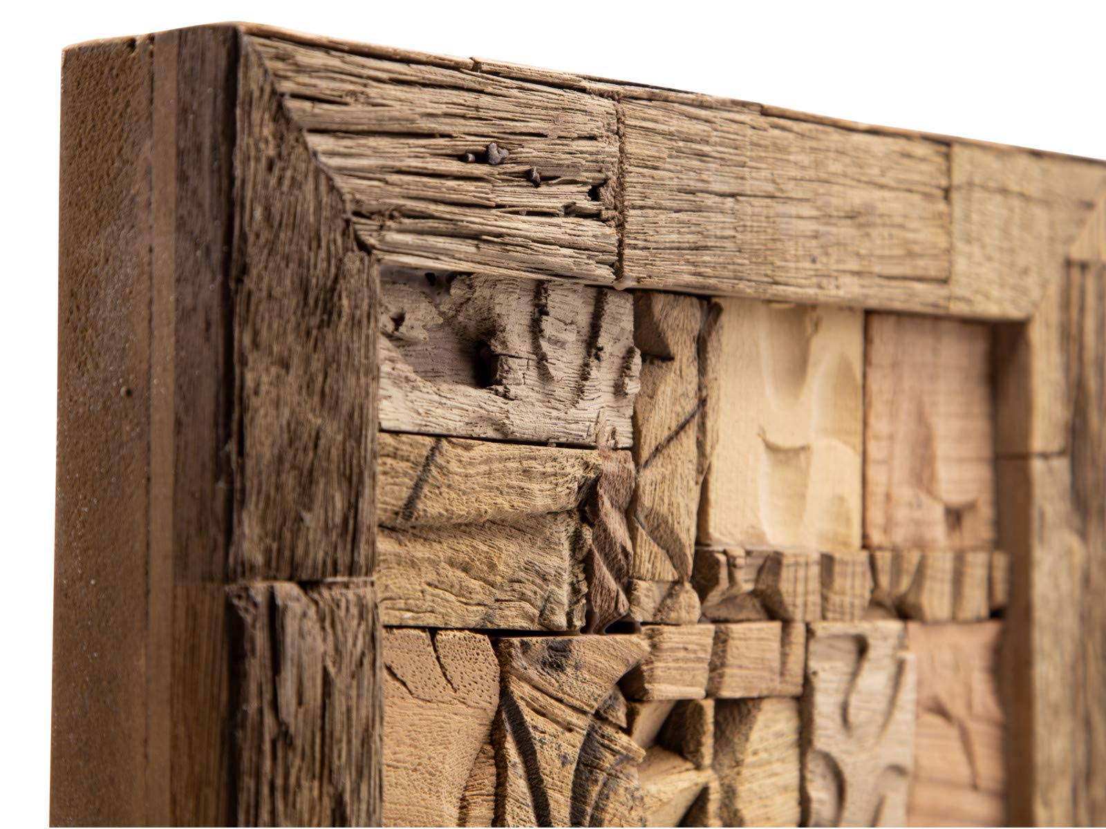 Woodkings® Wandbild Kavali Rahmen Altholz Unikat 30x30 rustikal Wanddeko Dekoobjekt Echtholz Rahmen massiv Unikat