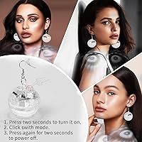 Vista 9 de RAHAN LED Earrings Disco Ball 16 Colors Light,Rechargeable Light Projecting Light up Earrings for Women Dance Party Halloween Costume Accessories