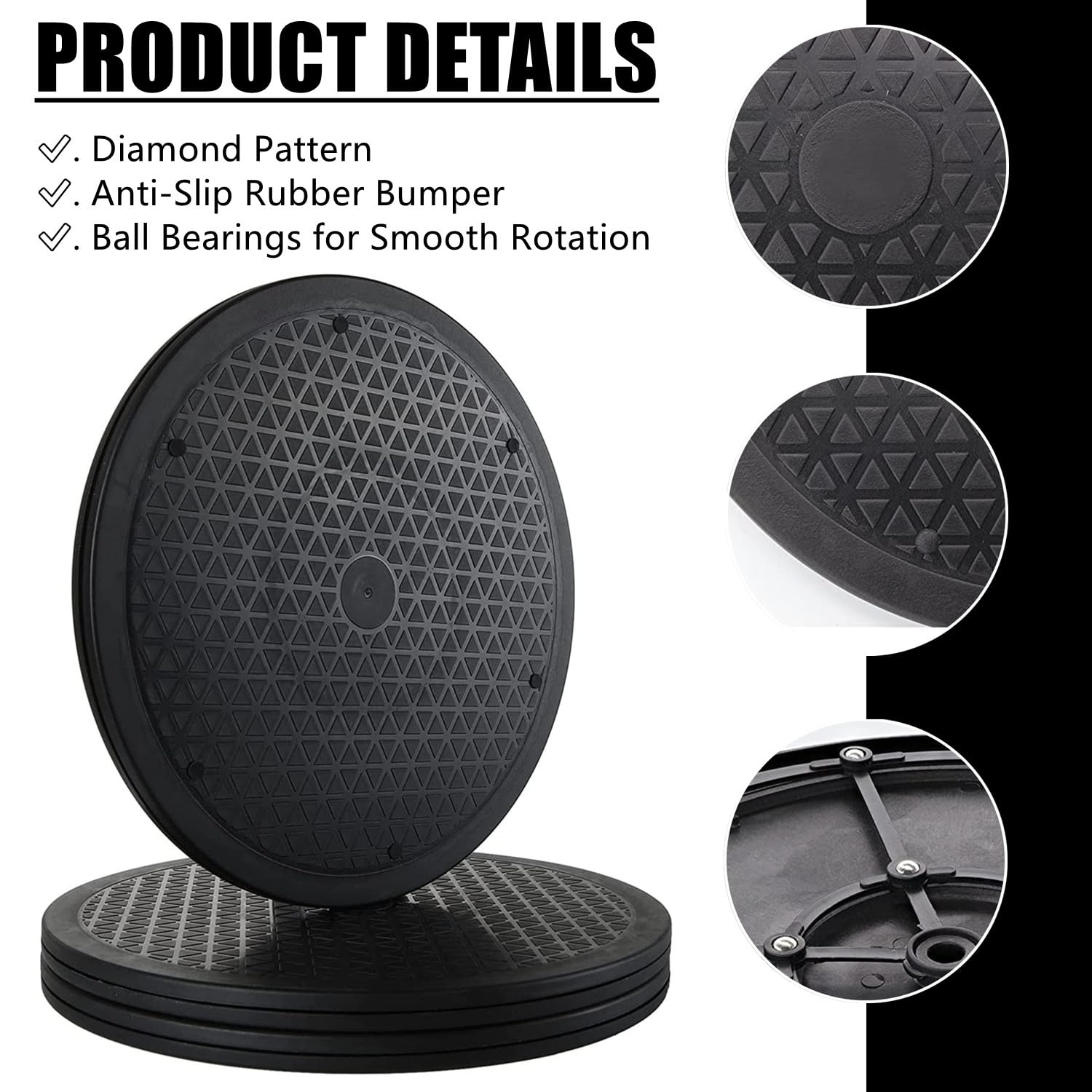Beeveer 2-Pack 16 Inch Lazy Susan Turntable – Heavy Duty Swivel Base For Plants, Monitors, Displays