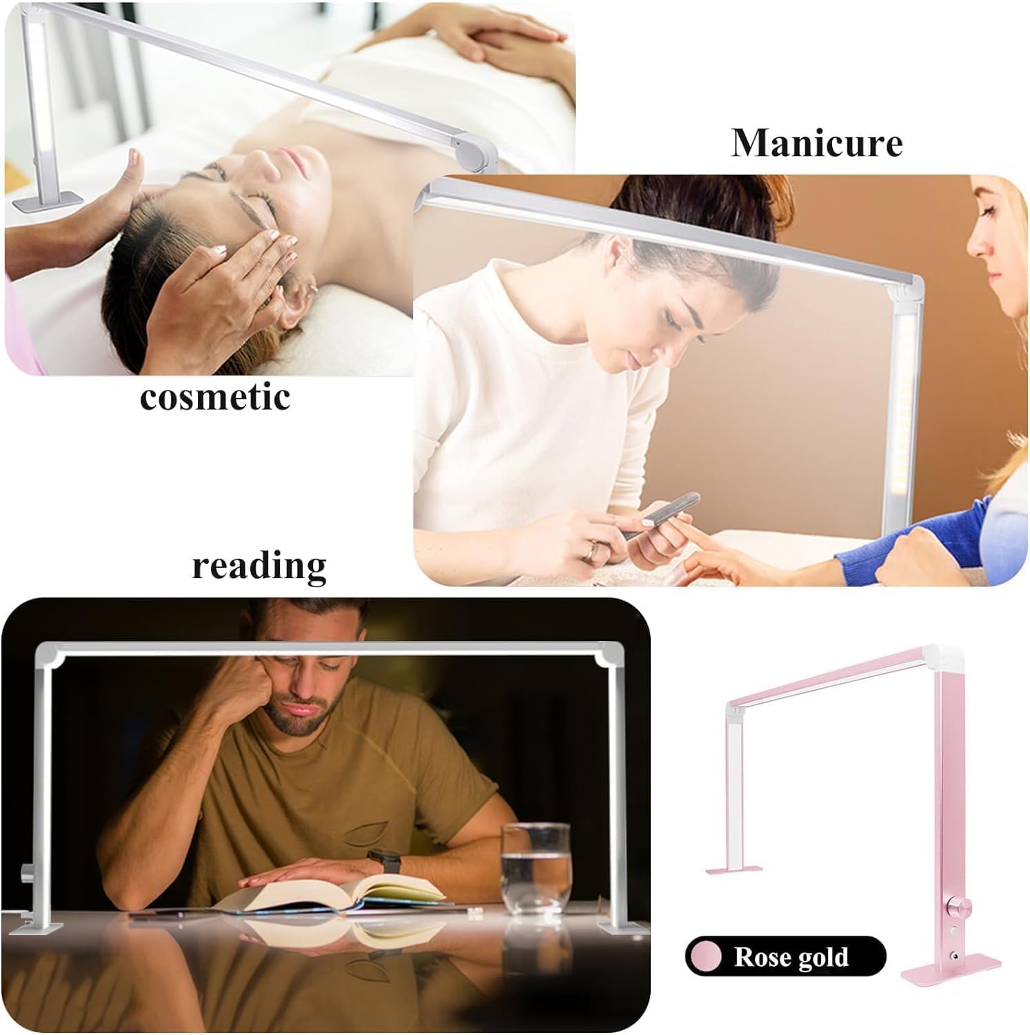Foldable Nail Desk Lamp | Square LED Manicure Light - 3 Color Temperatures (4000k-6500k) - Silver
