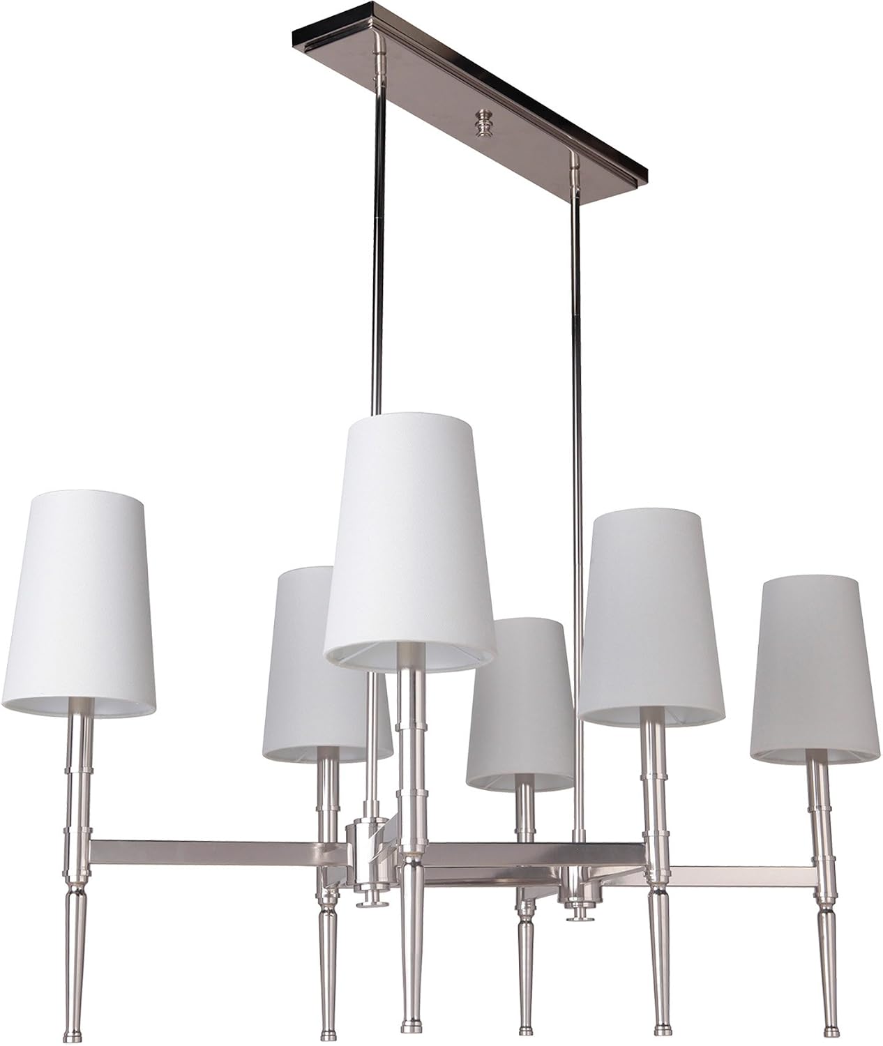 Craftmade 44626-PLN Ella Linen Linear Chandelier Lighting, 6-Light, 360 Watts, Polished Nickel (22" W x 24" H)