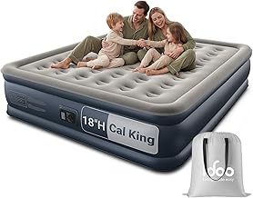 iDOO Cal King Air Mattress with Built in Pump, 18'' King Size Air Mattress for Home Guest, Upgraded Comfort Inflatable Blow up Mattress, 84'' Extra Long, Keep Feet from Dangling, Colchon Inflables