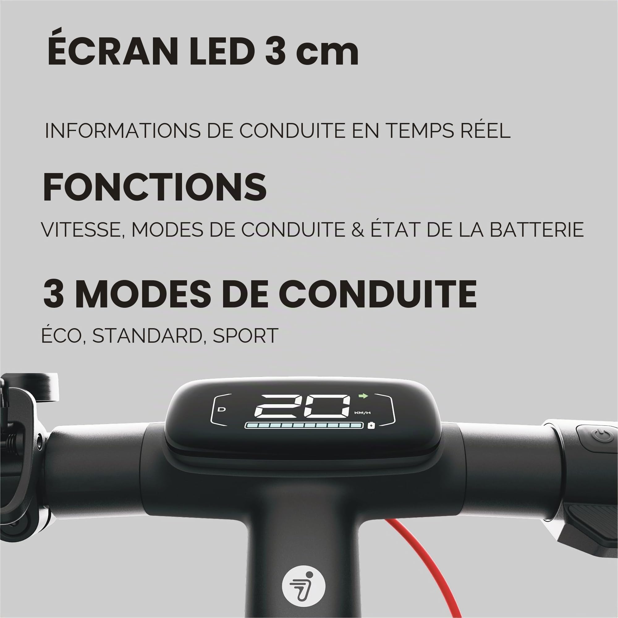 Segway-Ninebot E3 Pro D E-Scooter pour Voyageurs avec permis de Circulation, portée de 55 km (47 km à 20 km/h), Pliable et léger (17,9 kg), Suspension Avant et arrière, pneus de 10 Pouces