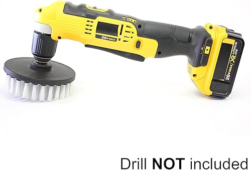 Miniatura 3 de Cepillo de taladro de cerdas suaves blancas de 5 pulgadas, bañera de fibra de vidrio limpia, tapicería de microfibra, alfombra automática, asiento