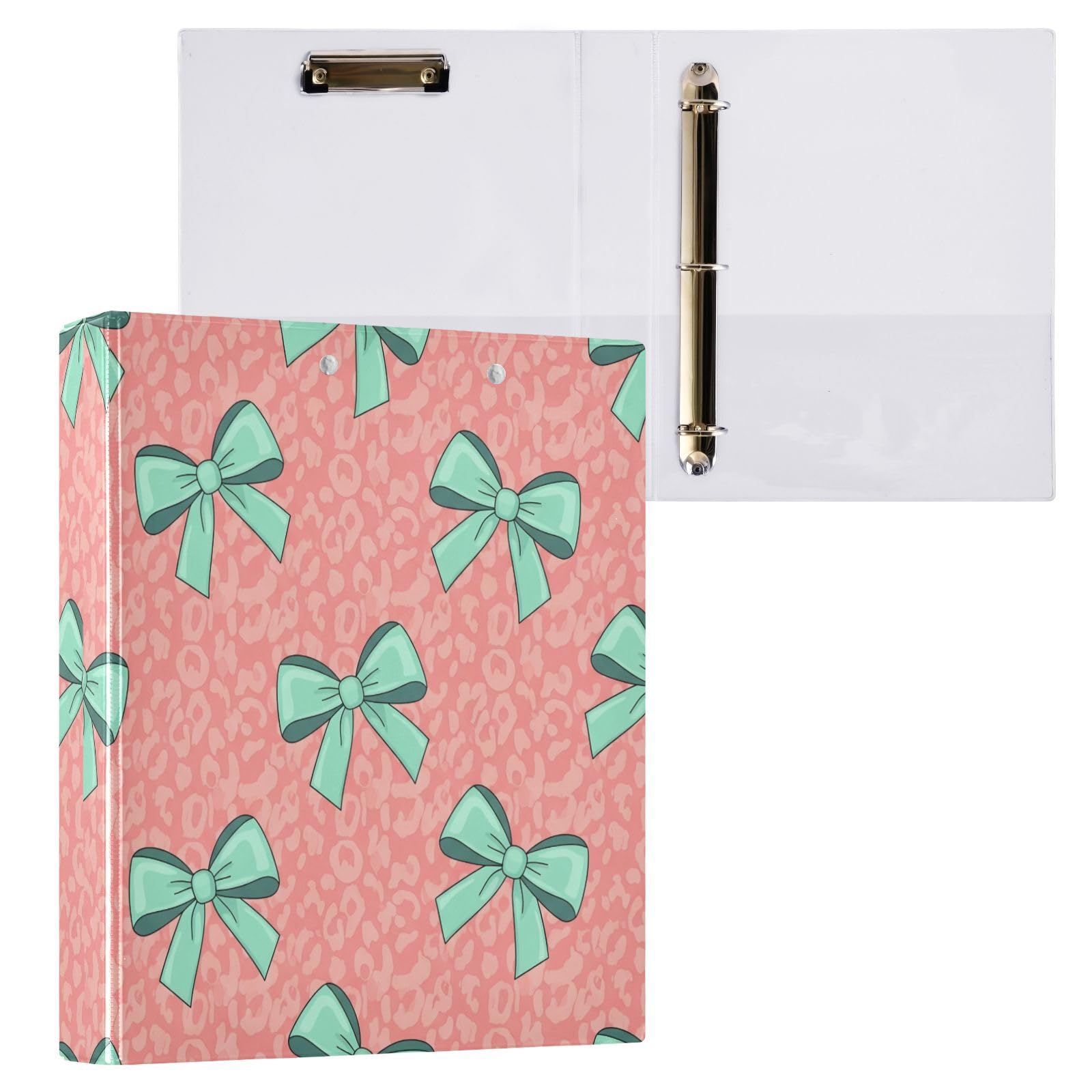 Carpetas de 3 anillos de 1.5 pulgadas, color menta aguamarina, carpeta de anillos redondos decorativos con clip de metal, organizador A4 para el hogar y la oficina, paquete de 2