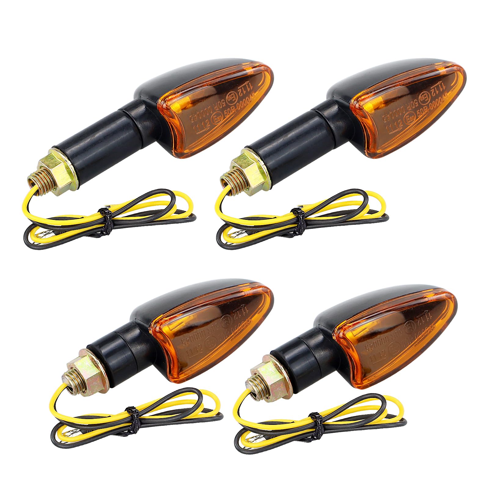 4 PCS Motorcycle Led Turn Signals Light Indicator, 5W Power Lamp Motorbike Turn Signal Indicators 12V for Amber Yellow Light, Turn Signals Lights for M8 Motorcycle E-Marked