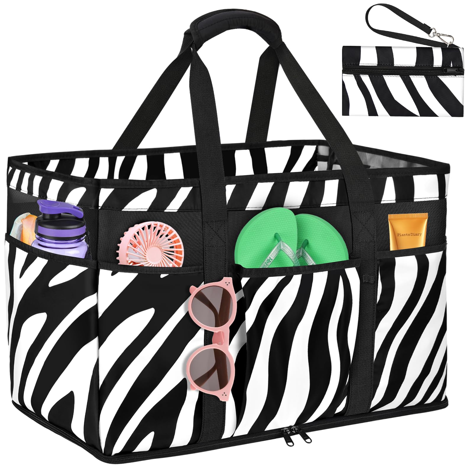 LUROON Bolsa Playa Grande XXL Familiar con Cremallera Impermeable Bolso de Playa Mujer Plegable Shopper Bolso Playa Mujer para Viaje Compras 50 * 35 * 20cm