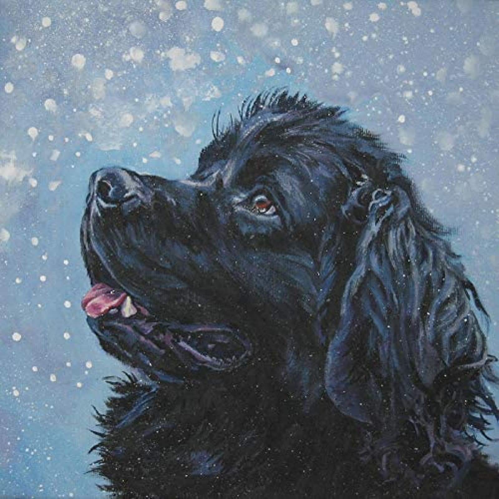 NPRZM DIY 5D Diamond Painting Kits Diamond Painting Adults Kid Newfoundland in The Snow Black Dog for Home Decoration Full Diamond Painting 30x40CM