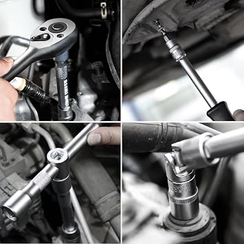 XHTT Mechanics Tools Kit,108-Piece 1/4&1/2 Metric And Standard Socket Set,Ratchet Set,Quick Release Reversible Ratchet Wrench,Universal Joint,Extension Bars.