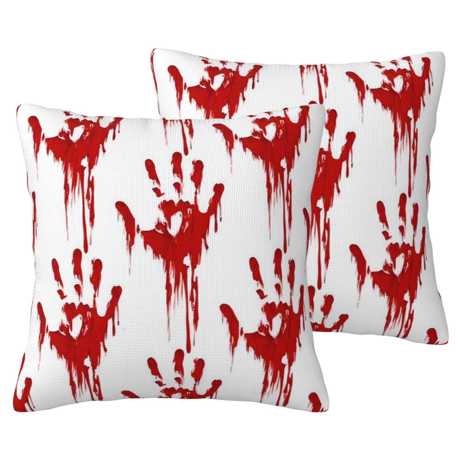 Housses de coussin empreintes de mains sanglantes pour votre déco d'Halloween