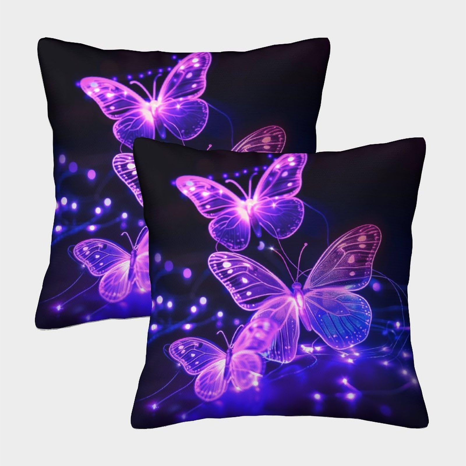 Nraopevvd Style-17 Butterfly Cushion Cover 2 Pack Decorative Machine Washable Pillowcases Square Cushions With Invisible Zipper Cushion Covers For Livingroom Sofa Bedroom Throw Pillow Case 50X50cm