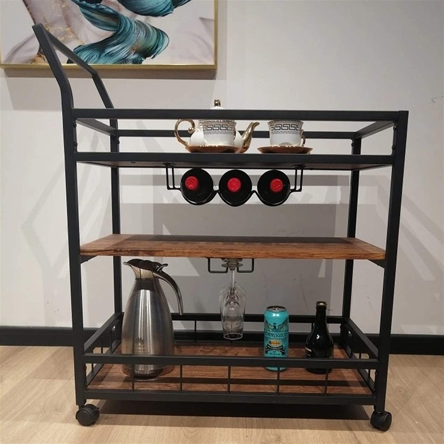 トロリーバーサービングカート、家庭用キッチン用ワインカート、ホテル