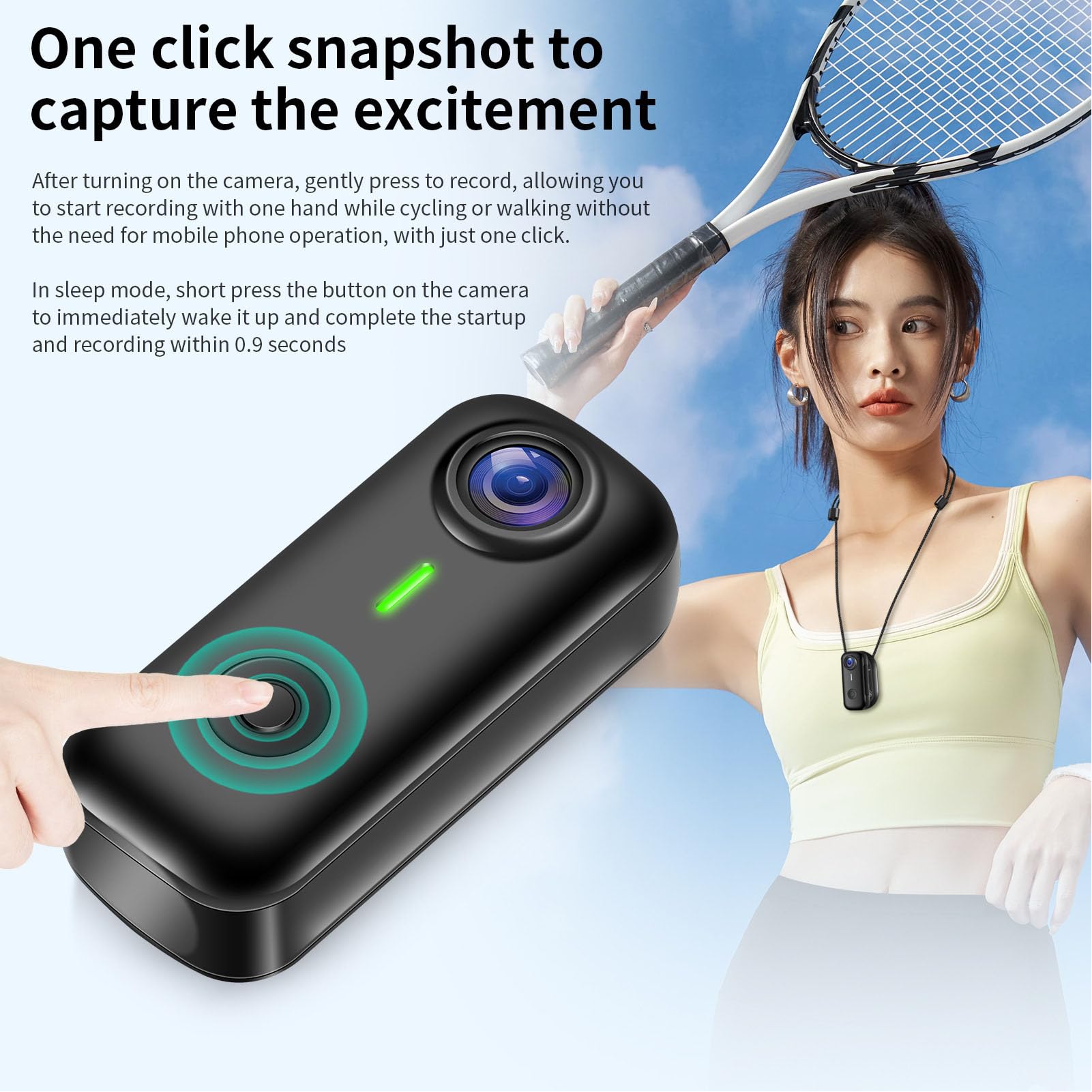 PUSOKEI Mini Body Camera, Collana Magnetica POV, per Registrazione Video | Telecamera D'azione Indossabile 1080P, Grandi Come un Pollice, Obiettivo Grandangolare, Anti Vibrazione a 6 Assi, WiFi.