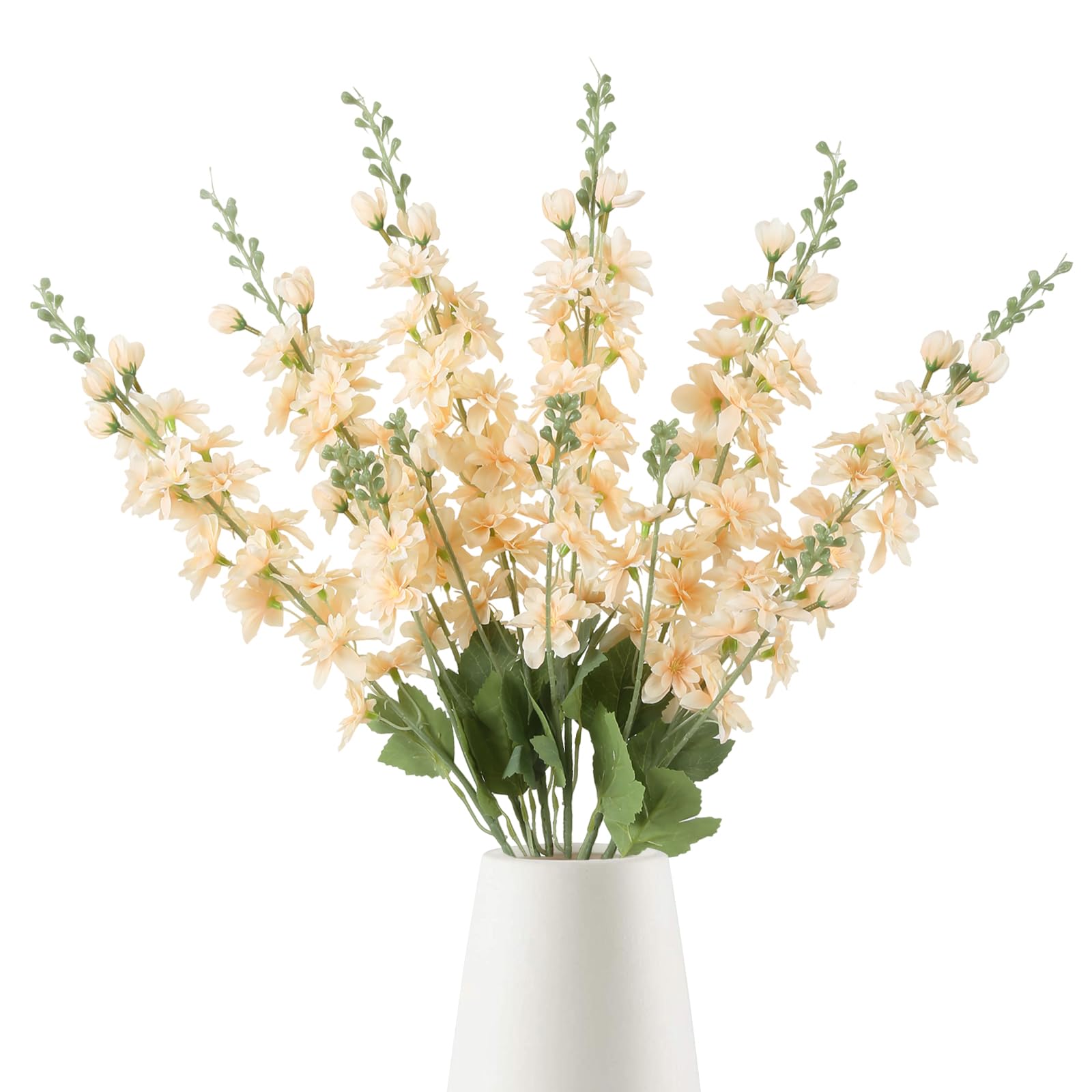 INSUNSIX 6PCS Nude Delphinium Artificial Flowers 33" Larkspur Silk Flowers Long Stem Artificial Flowers for Tall Vase Wedding Centerpieces for Tables Home Decor Indoor (Nude)